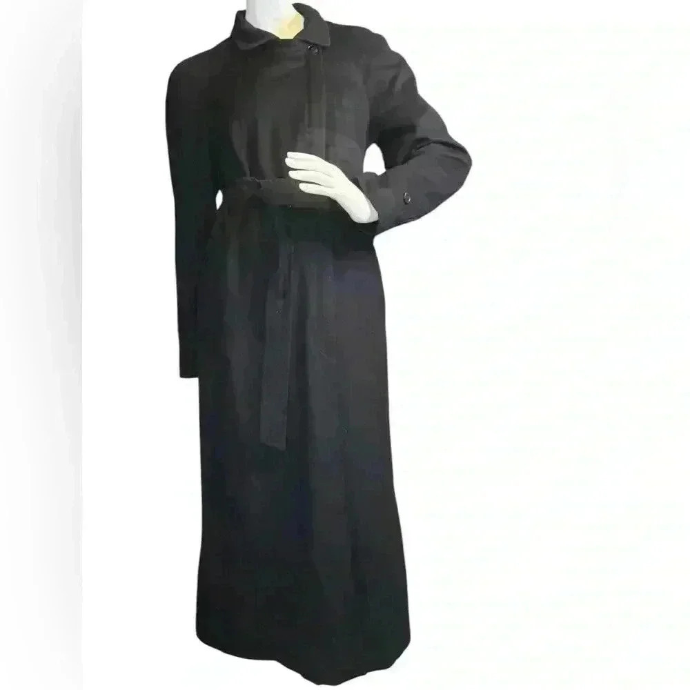 Vintage Armani Collezioni Black Poly Techno Lightweight Belted Trench Coat.